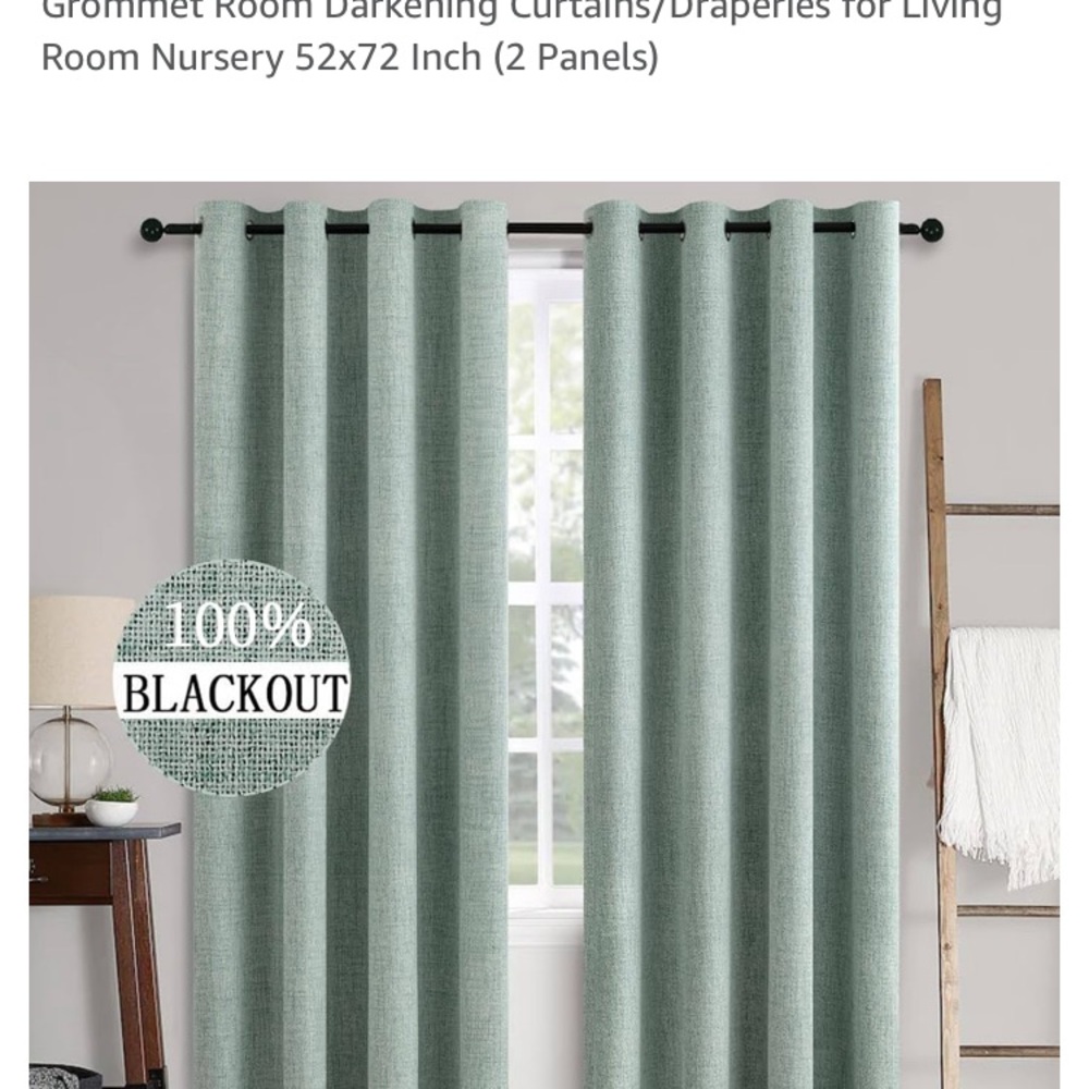 MIULEE Linen Texture Solid 100% Blackout Thermal Insulated Seafoam Curtains